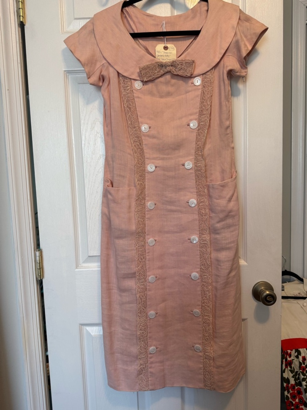 Vintage Dusty Pink Button Front Dress